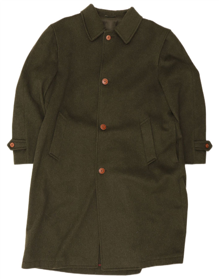 Loden Mens Loose Fit Overcoat EU 48 Medium Green Wool