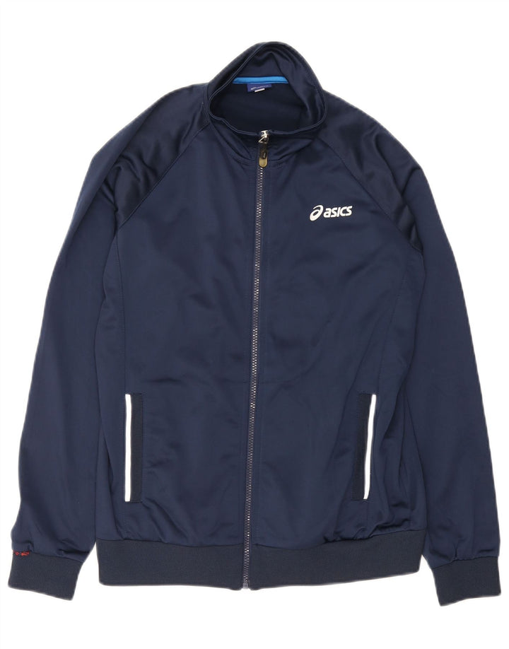 Asics Mens Tracksuit Top Jacket Small Navy Blue Polyester