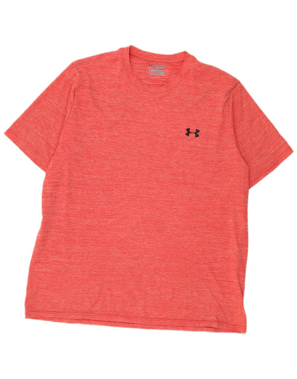Under Armour Mens Heat Gear T-Shirt Top 2XL Red Flecked Polyester