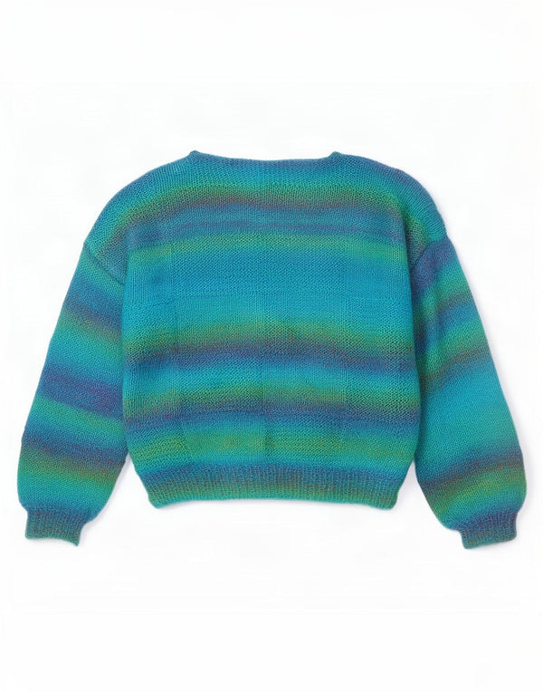 Vintage Damen Pullover mit U-Boot-Ausschnitt, UK 16, groß, mehrfarbig gestreift