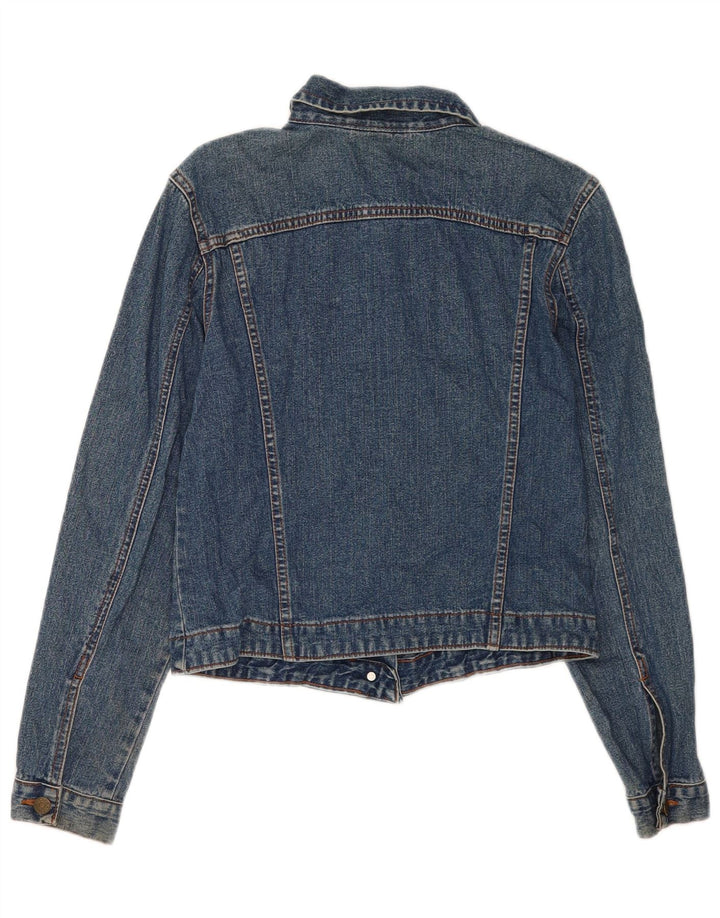 Laura Ashley Womens Crop Denim Jacket UK 12 Medium Blue Cotton