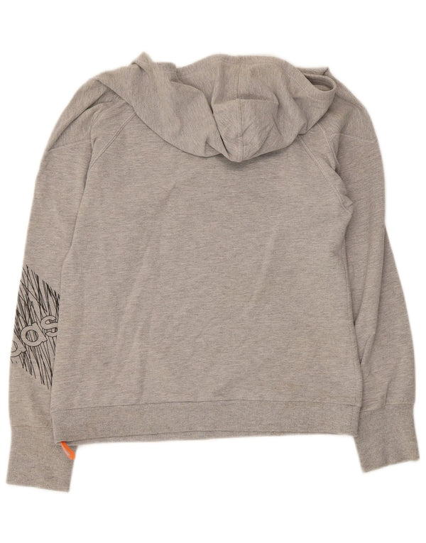 Felpa con cappuccio grafica Adidas Clima 365 da donna UK 10 piccola grigia chiazzata