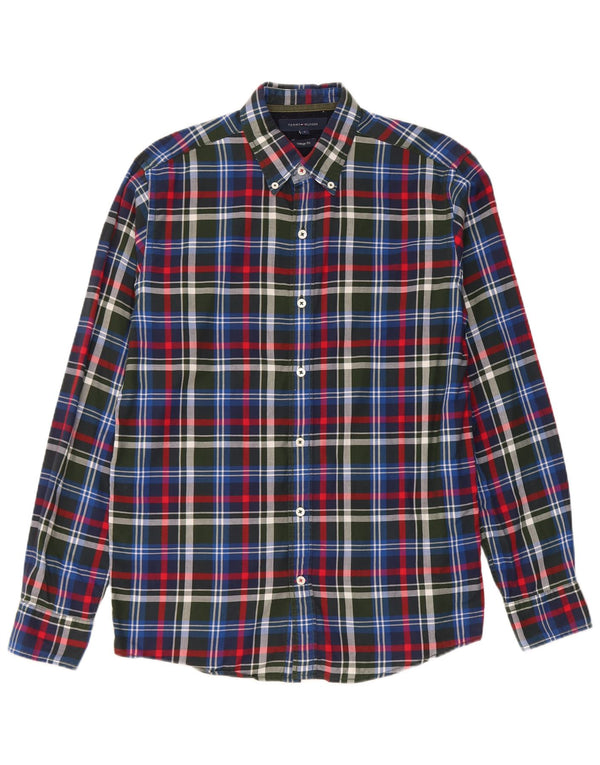 Tommy Hilfiger Mens Vintage Fit Shirt Small Navy Blue Check Cotton
