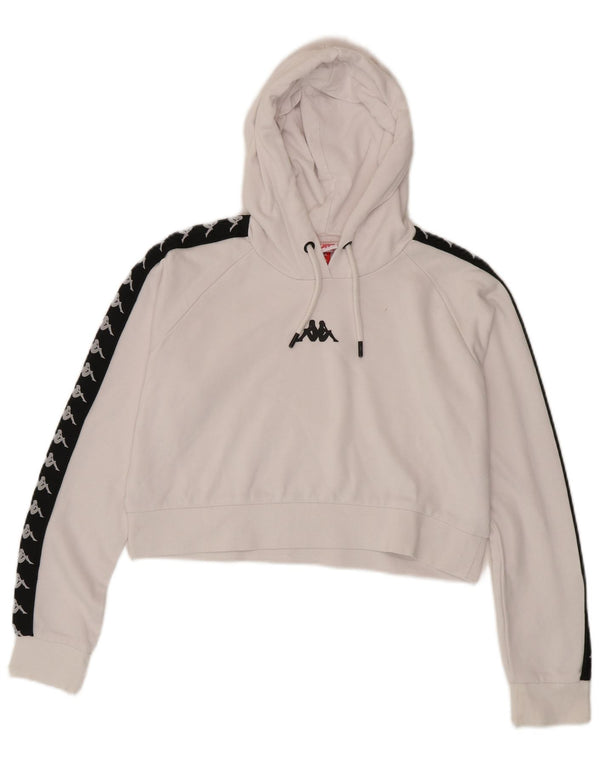 Kappa Womens Crop Graphic Sweat à capuche UK 14 Medium Blanc Colorblock