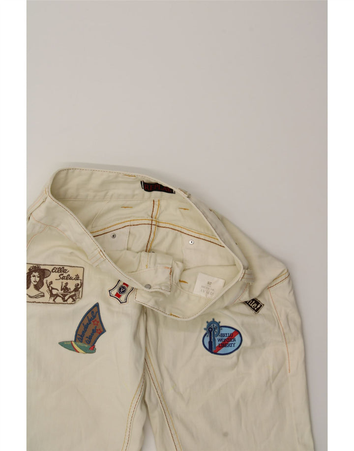 REPLAY Womens Graphic Denim Shorts W28 Medium Off White Cotton Vintage Replay and Second-Hand Replay from Messina Hembry 