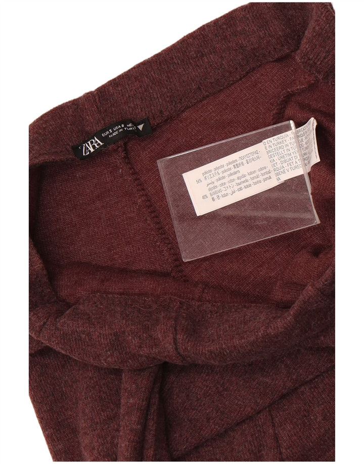 ZARA Womens Tracksuit Trousers UK 8 Small  Maroon Polyester