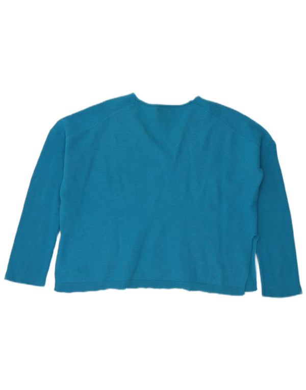 Massimo Dutti Damen-Pullover, bauchfrei, übergroß, V-Ausschnitt, Gr. 10, Größe S, Blau