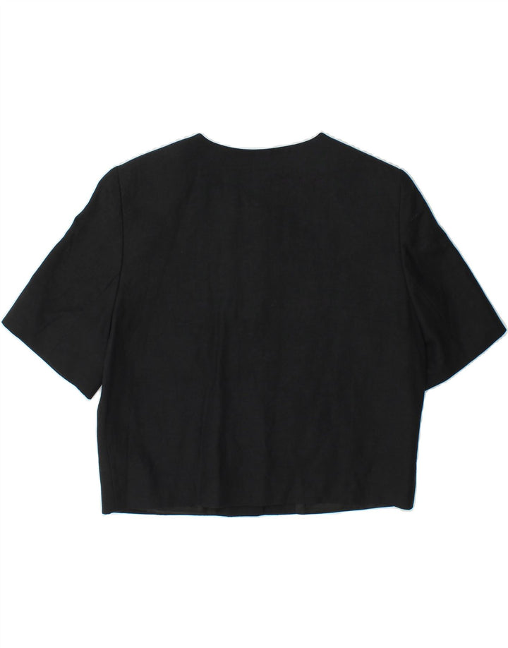 LA ROCHELLE Womens Short Sleeve 5 Button Blazer Jacket EU 40 Medium Black Vintage La Rochelle and Second-Hand La Rochelle from Messina Hembry 