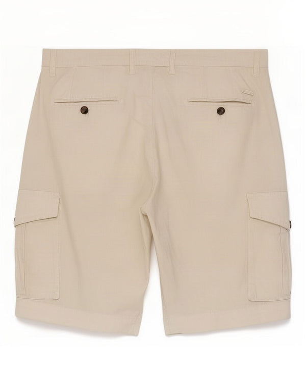 Marlboro Classics Herre Slim Fit Cargo Shorts Large W36 L10 Beige Bomuld