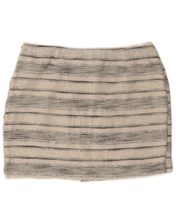 Gap Damen Minirock UK 10 Small W30 Weiß gestreifte Baumwolle