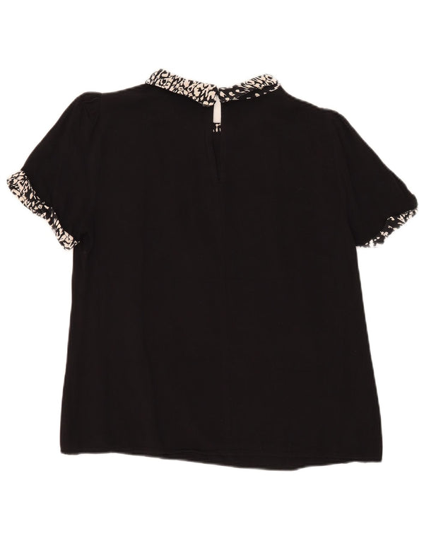 Blusa feminina Oasis UK 12 médio preto com estampa animal