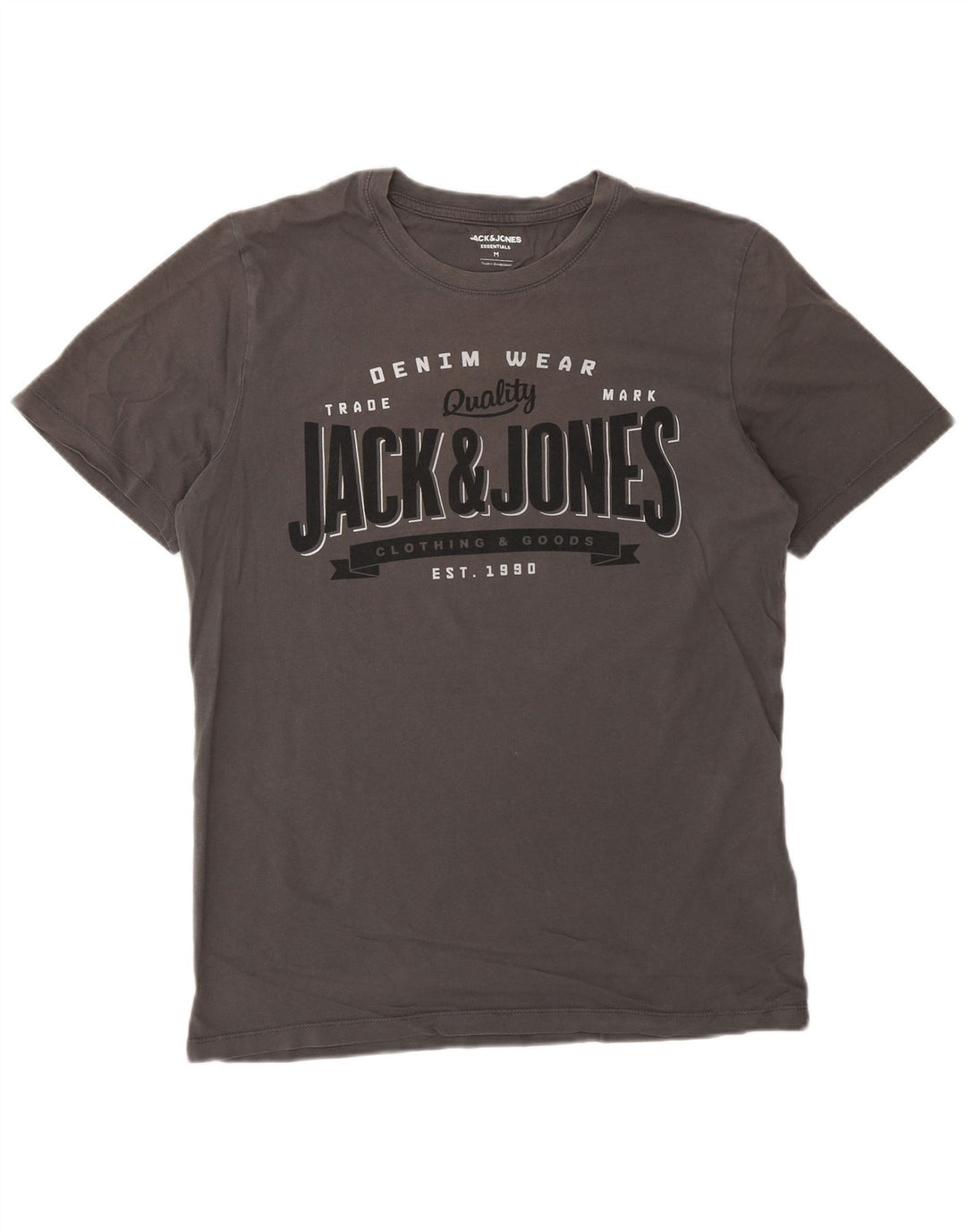 Jack & Jones Mens Graphic T-Shirt Top Medium Grey Cotton