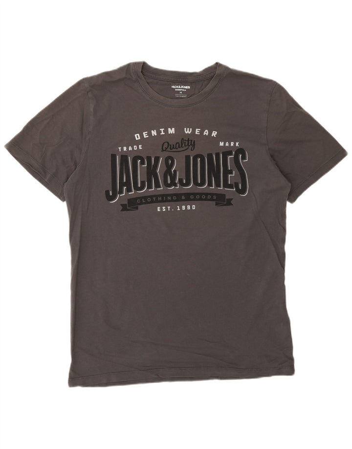 Jack & Jones Mens Graphic T-Shirt Top Medium Grey Cotton