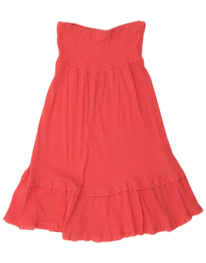 Marks & Spencer Womens Strapless Dress UK 12 Medium  Red Cotton