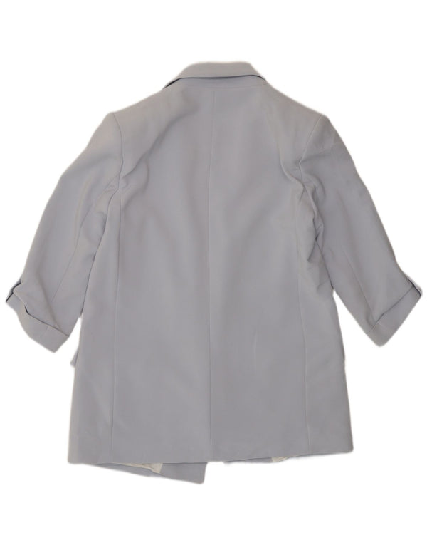 Zara Womens 3/4 Sleeve Open Blazer Jacket UK 16 Large Blue