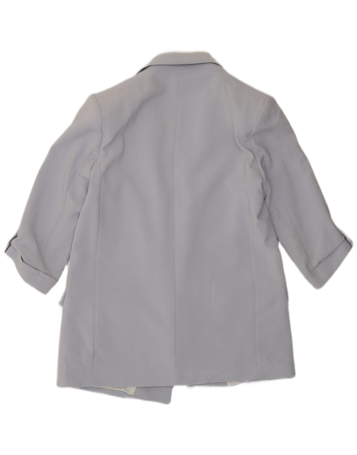 Zara Womens 3/4 Sleeve Open Blazer Jacket UK 16 Large Blue
