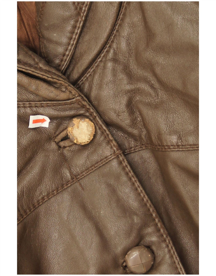 Carla Buti Womens Oversized Leather Jacket IT 46 Large Brown