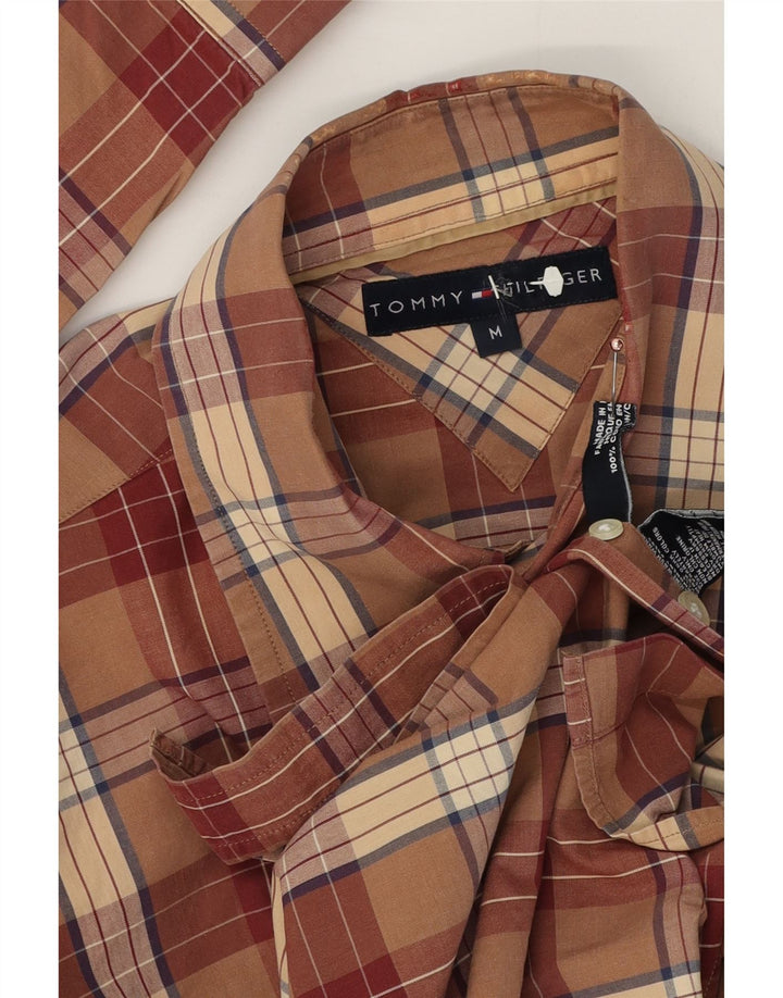 Tommy Hilfiger Mens Shirt Medium Brown Check Cotton