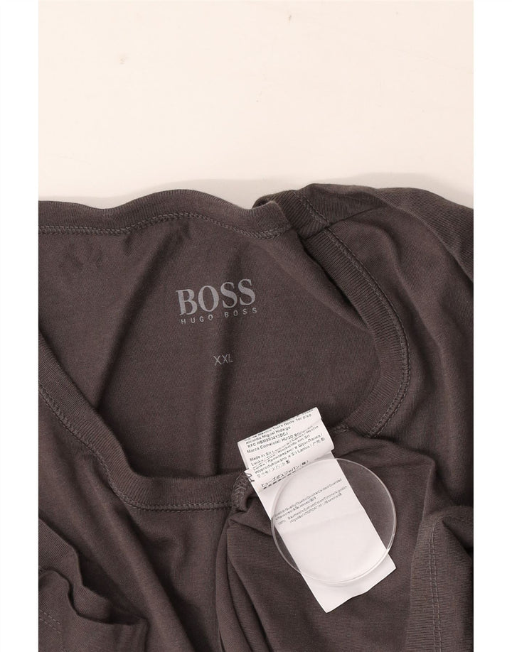 Hugo Boss Mens T-Shirt Top 2XL Grey Cotton