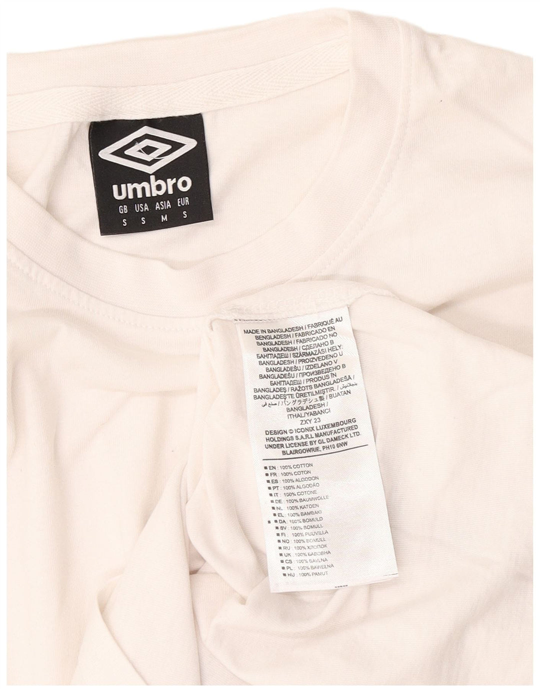 Umbro Mens T-Shirt Top Small White Cotton