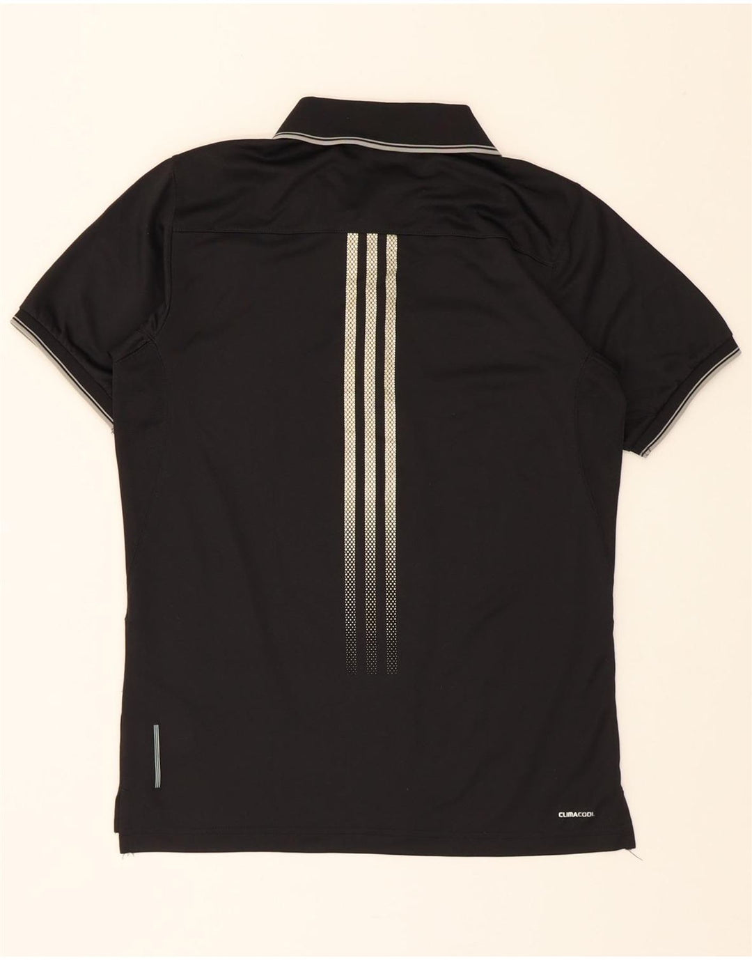 ADIDAS Mens Climacool Polo Shirt Small Black Striped Polyester Vintage Adidas and Second-Hand Adidas from Messina Hembry 