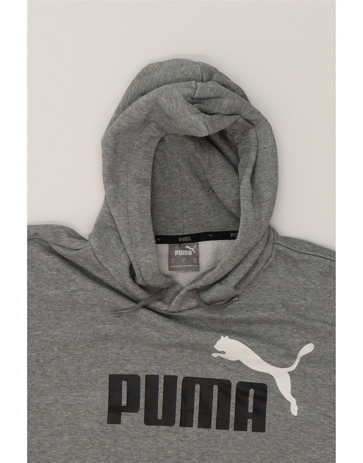 PUMA Mens Graphic Hoodie Jumper Medium Grey Cotton Vintage Puma and Second-Hand Puma from Messina Hembry 