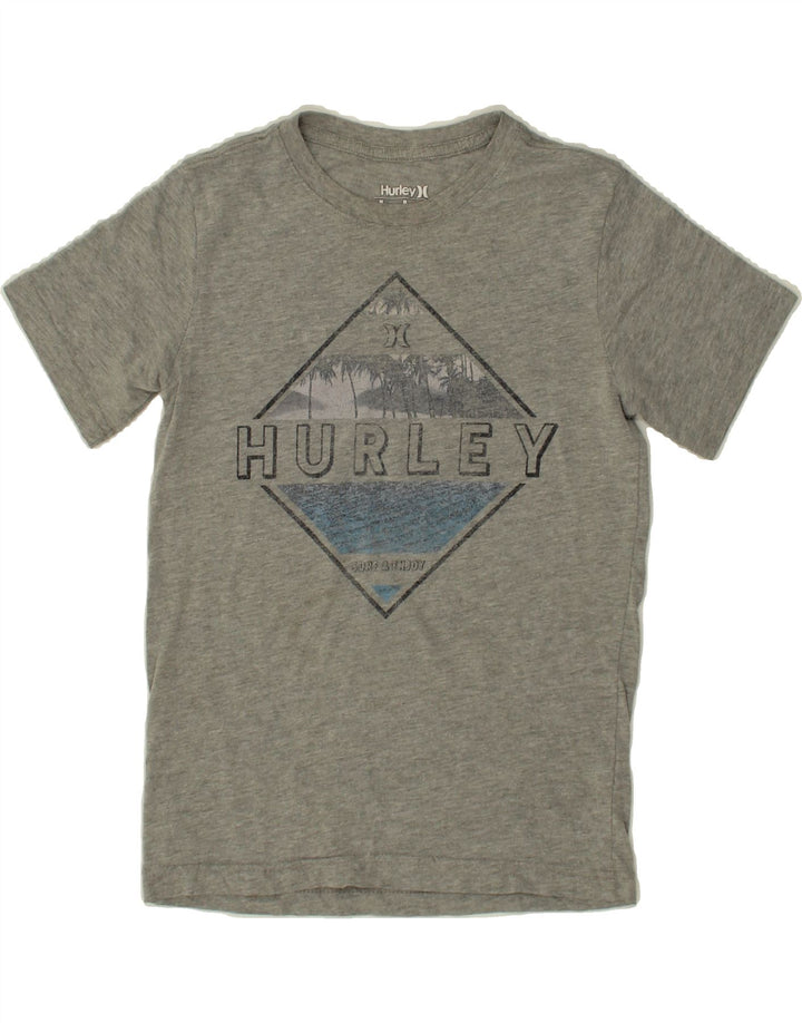HURLEY Boys Graphic T-Shirt Top 10-11 Years Grey Vintage Hurley and Second-Hand Hurley from Messina Hembry 