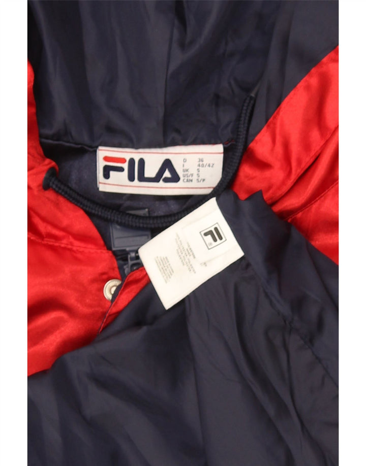 Fila Regnfrakke med hætte til mænd UK 36 Small Navy Blue Colourblock Polyester