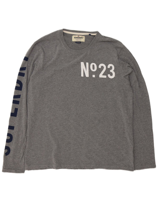 Superdry Mens Graphic Top Long Sleeve 3XL Grey Cotton