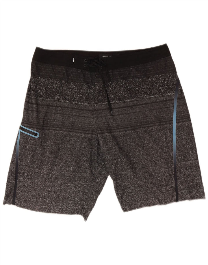 O'Neill Mens Swimming Shorts Large  Grey Striped Viscose