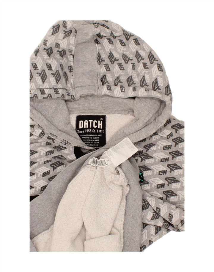 DATCH Womens Abstract Pattern Hoodie Jumper UK 18 XL Grey Cotton Vintage Datch and Second-Hand Datch from Messina Hembry 
