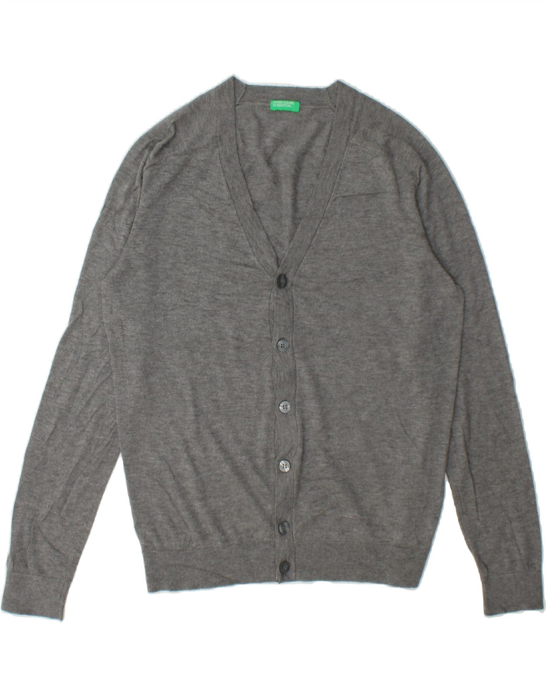 BENETTON Mens Cardigan Sweater Small Grey Viscose Vintage Benetton and Second-Hand Benetton from Messina Hembry 
