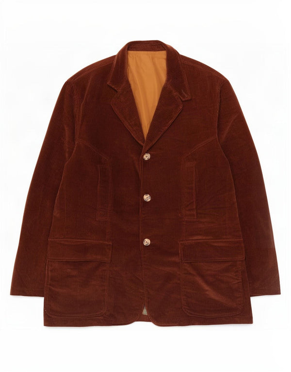 J. C. Twidd Mens 3 Button Corduroy Blazer Jacket UK 44 2XL Brown Cotton