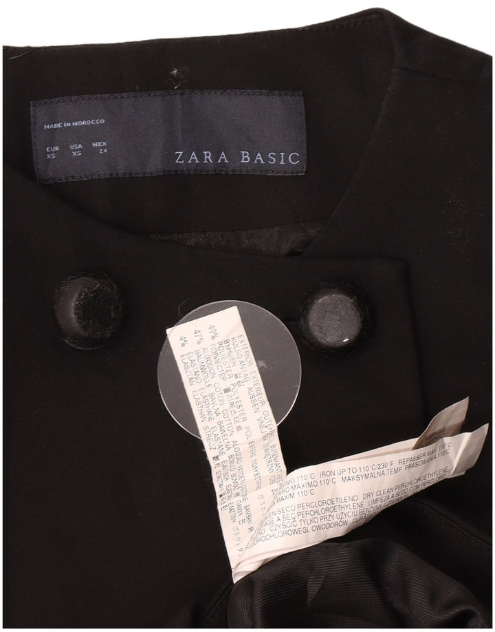Zara Womens Double Breasted Coat UK 6 XS Black Polyester