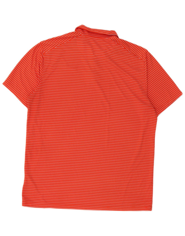 Nike Polo Dri Fit pour homme en polyester à fines rayures orange