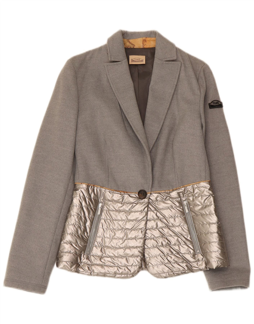 ALVIERO MARTINI Womens Padded Blazer Jacket IT 38 XS Grey Colourblock