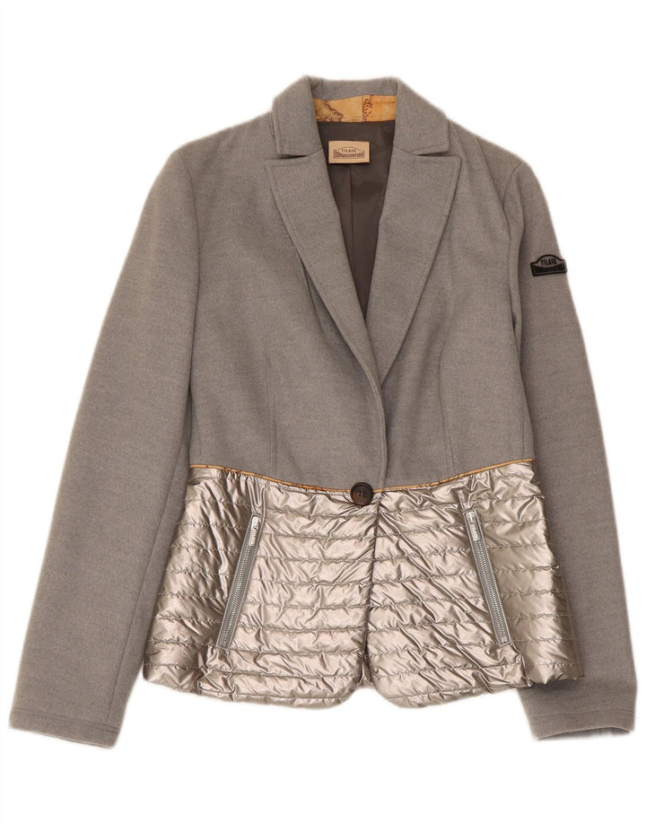ALVIERO MARTINI Womens Padded Blazer Jacket IT 38 XS Grey Colourblock