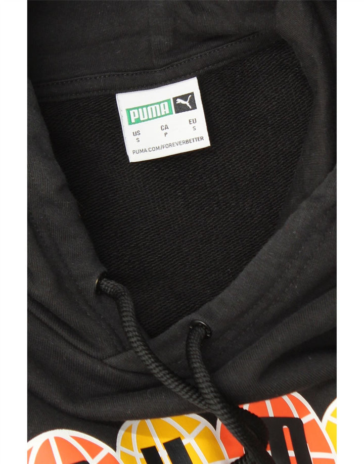 PUMA Mens Graphic Hoodie Jumper Small Black Vintage Puma and Second-Hand Puma from Messina Hembry 