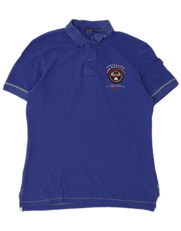 Napapijri Mens Geographic Polo Shirt Large Blue Cotton