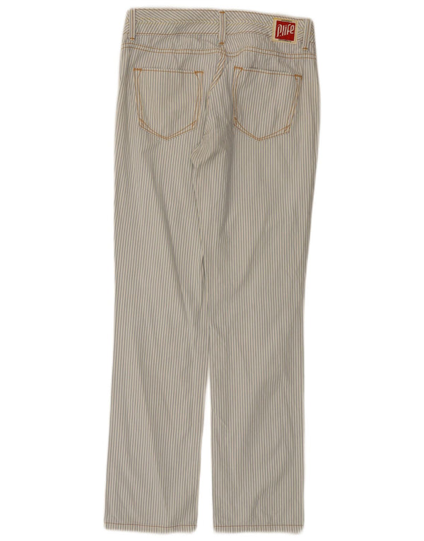 Playlife Womens Casual Trousers IT 42 Medium W32 L29 Blue Pinstripe