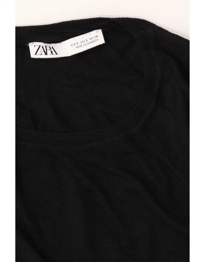 Zara Womens Oversized Crew Neck Jumper Sweater UK 10 Small Black