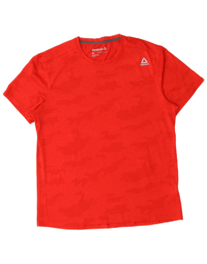 Reebok Herren T-Shirt Top Mittelrotes Camouflage-Polyester
