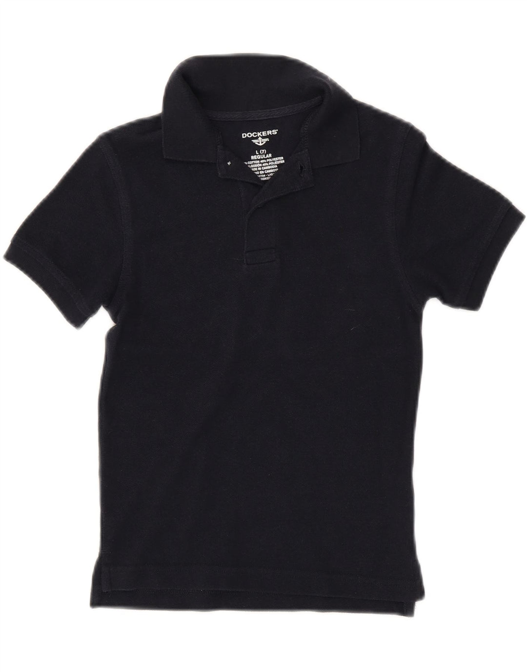 DOCKERS Boys Regular Polo Shirt 6-7 Years Large Black Cotton Vintage Dockers and Second-Hand Dockers from Messina Hembry 