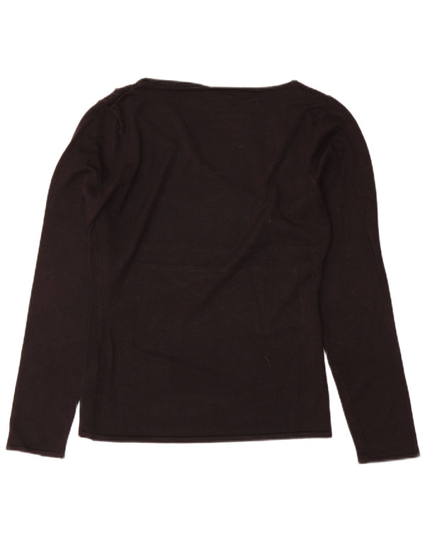 Guess Pull graphique à col bateau pour femme UK 14 Large Noir Viscose