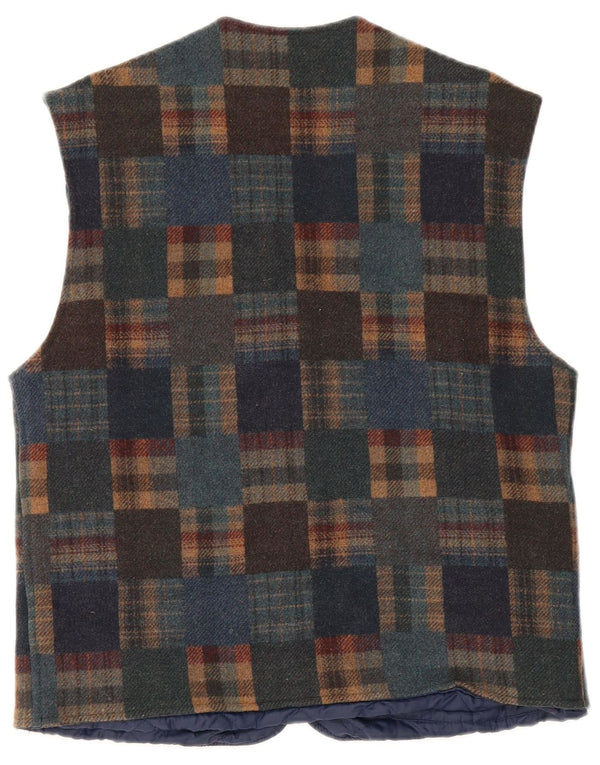 Vintage herrevest IT 48 Medium Flerfarvet ternet uld