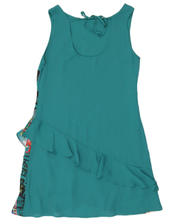 Desigual Womens Graphic Sleeveless A-Line Dress EU 42 Large Blue Floral