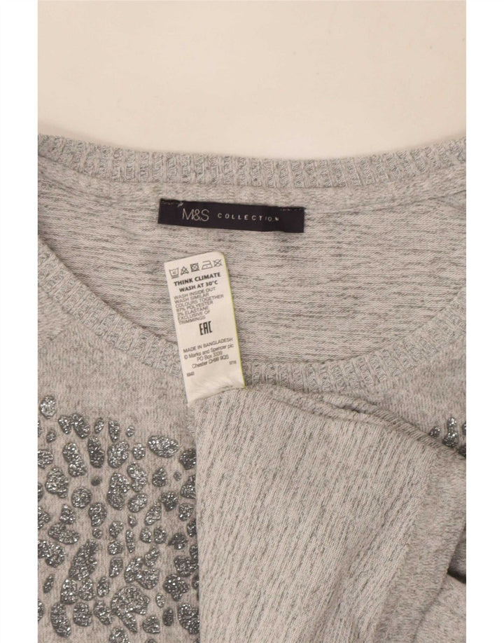 Marks & Spencer Womens Long Sleeve Tunic Top UK 16 Large Grey Polyester