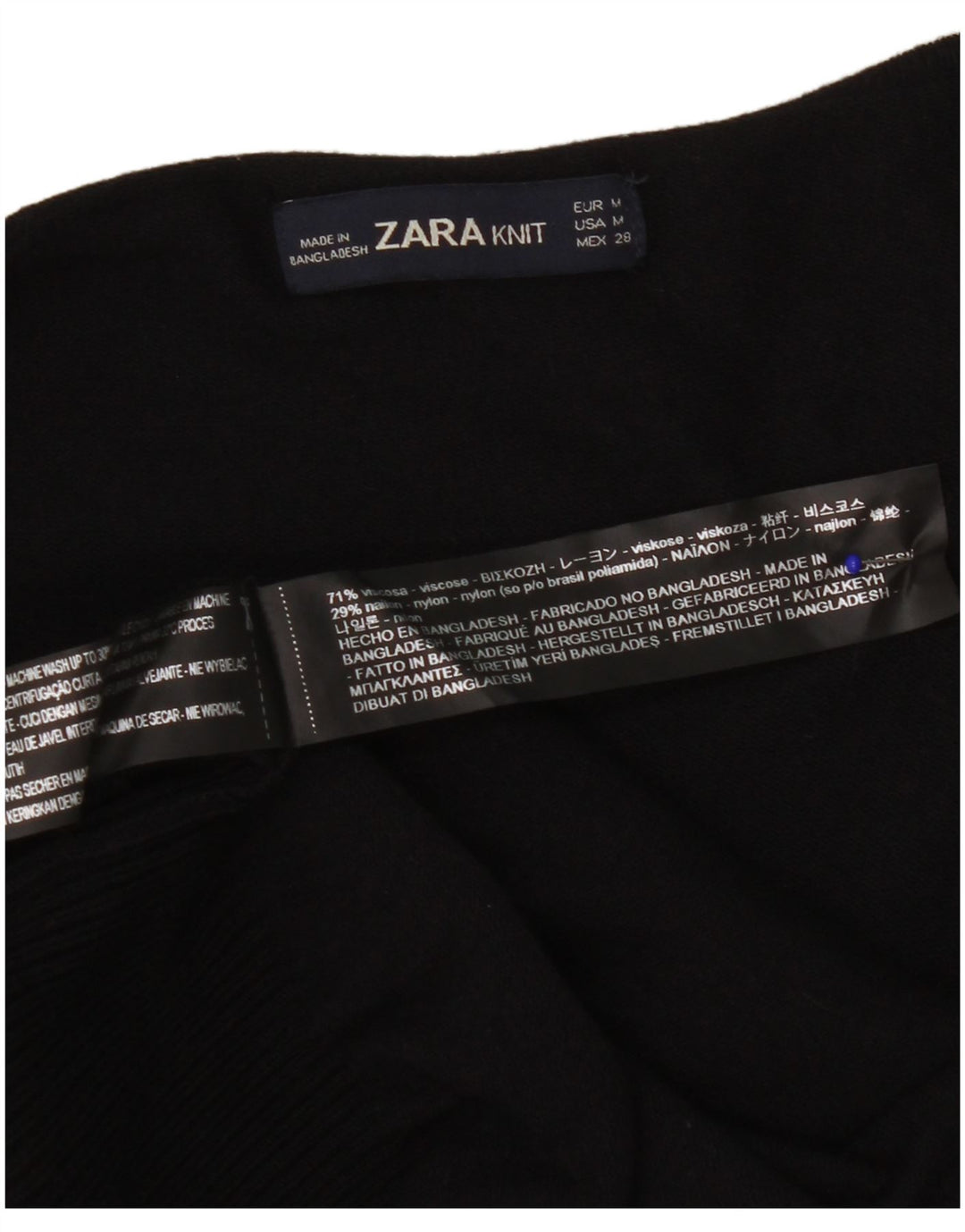 Zara Womens Open Cardigan Sweater UK 14 Medium Noir Viscose