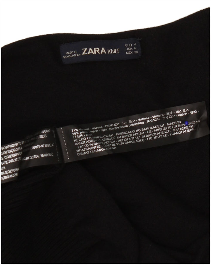Zara Womens Open Cardigan Sweater UK 14 Medium Noir Viscose