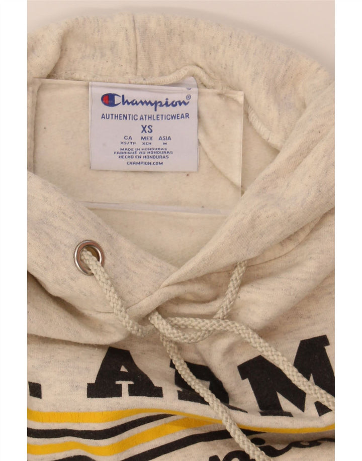CHAMPION Mens Graphic Hoodie Jumper XS Beige Cotton Vintage Champion and Second-Hand Champion from Messina Hembry 